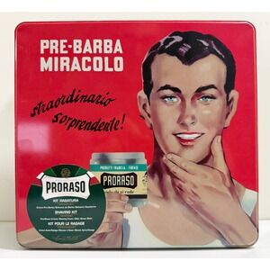 Proraso Shaving Kit Mens OS Green Gino Vintage Selection Refreshing‎ 3pc Tin Set